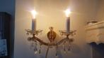 2 arms brocante wandlamp kristal, Huis en Inrichting, Lampen | Wandlampen, Ophalen of Verzenden, Zo goed als nieuw, Glas