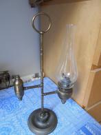 Vintage messing  kandelaar met luciferhouder, 2-arm, Ophalen of Verzenden, Koper of Brons