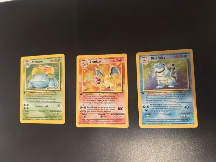 1st edition Charizard, Blastoise, Venusaur NL, Hobby en Vrije tijd, Verzamelkaartspellen | Pokémon, Zo goed als nieuw, Meerdere kaarten