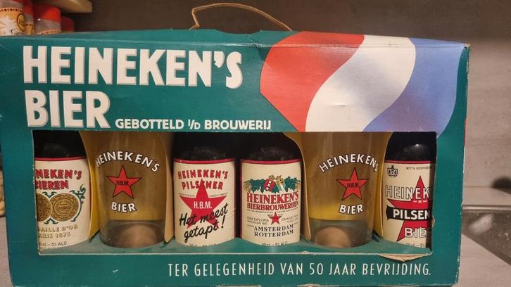 Heineken 50 Jaar Bevrijding Jubileumset (1995) – Compleet, Verzamelen, Biermerken, Glas of Glazen, Heineken, Ophalen of Verzenden