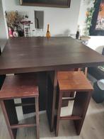 Eikenhouten bartafel met krukken, Huis en Inrichting, Tafels | Statafels, Ophalen, Gebruikt