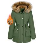 Dames winterjas parka -waterdicht, met bontkap - Maat L, Ophalen of Verzenden, Nieuw, Maat 42/44 (L), Groen