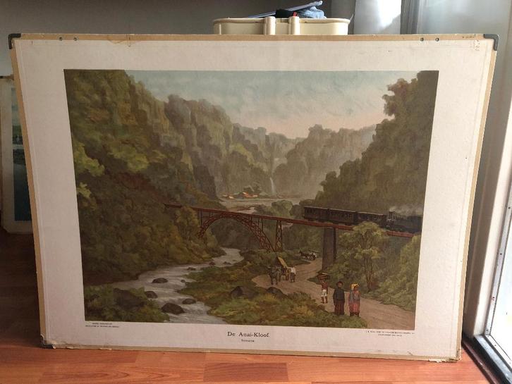schoolplaat "De Anai-kloof" (Sumatra), Antiek en Kunst, Antiek | Schoolplaten, Geschiedenis, Ophalen of Verzenden