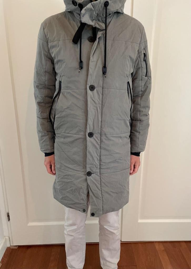Grijze heren parka winterjas merk G-LAB maat medium, Kleding | Heren, Jassen | Winter, Gedragen, Maat 48/50 (M), Grijs, Ophalen