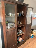 Mooie koloniale vitrine/servive kast., Huis en Inrichting, Kasten | Vitrinekasten, Ophalen, 200 cm of meer, Eikenhout, Zo goed als nieuw