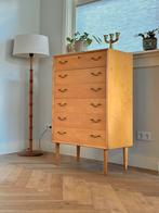 Vintage ladekast hout messing jaren 50/60 Deens, Huis en Inrichting, Kasten | Ladekasten, Ophalen, Gebruikt, 5 laden of meer, 100 tot 150 cm