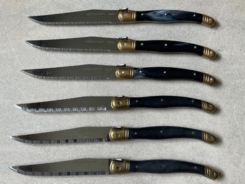 Laguiole 6 vintage steakmessen donker grijs heft goede staat beschikbaar voor biedingen