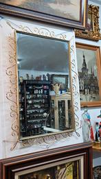 Gouden Spiegel met Sierlijke Rand, Ophalen of Verzenden, Rechthoekig, 50 tot 100 cm, 100 tot 150 cm