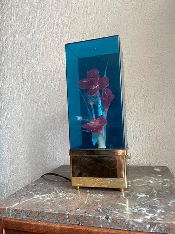 Vintage fiber optic bloemenlamp met muziekdoos (jaren ’80) beschikbaar voor biedingen