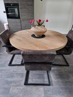 Ronde houten eettafel met stoelen 140cm bij 78 cm hoog, Huis en Inrichting, Tafels | Eettafels, Ophalen, Gebruikt, 50 tot 100 cm