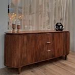 Dressoir Tide 4 Deur 3 Lades-190x45x80 cm -Bruin-Mangohout |, Met deur(en), 150 tot 200 cm, Ophalen of Verzenden, Zo goed als nieuw