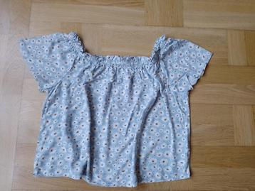 Lichtblauwe blouse carmenhals maat 40 beschikbaar voor biedingen