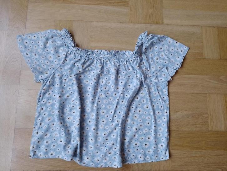 Lichtblauwe blouse carmenhals maat 40, Kleding | Dames, Blouses en Tunieken, Gedragen, Maat 38/40 (M), Blauw, Ophalen of Verzenden