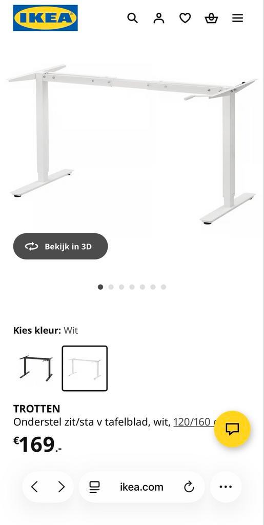 IKEA Trotten Zit-Sta Bureau 160x80, Huis en Inrichting, Bureaus, Gebruikt, Stabureau, In hoogte verstelbaar, Ophalen