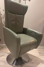 Prominent sta op stoel groen leer, Huis en Inrichting, Fauteuils, Ophalen, Minder dan 75 cm, Leer, Zo goed als nieuw