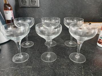 6 vintage kristallen liquer glaasjes, 6 stuks beschikbaar voor biedingen