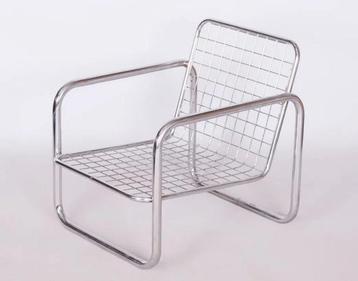 Set van 2 vintage Bauhaus-loungestoelen – chroom & bruin beschikbaar voor biedingen