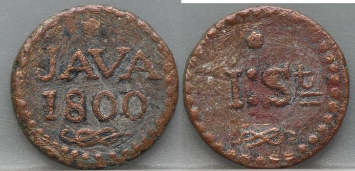 Noodmunt 1 Stuiver 1800 Java / Batavia - mooi en schaars!, Postzegels en Munten, Munten | Nederland, Losse munt, Overige waardes