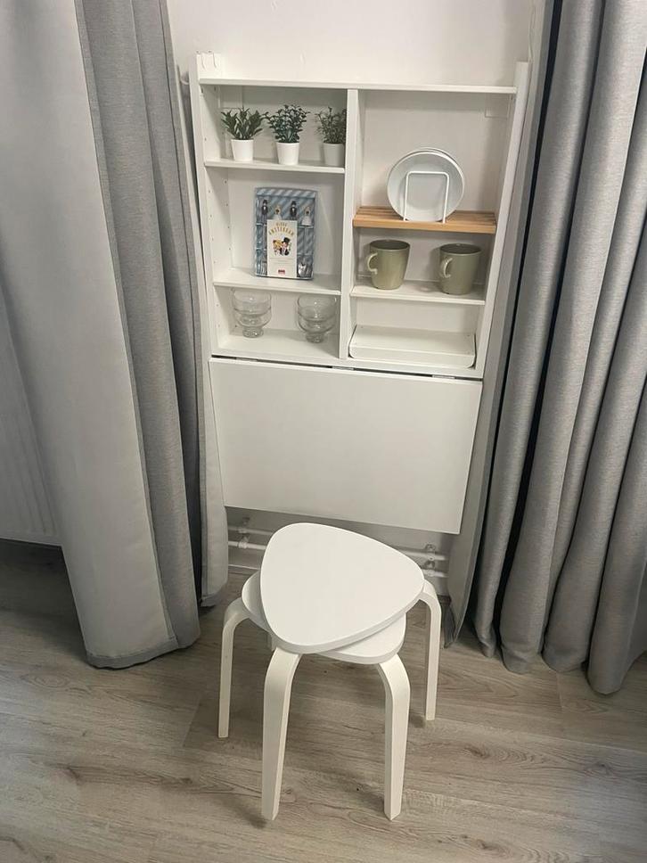 Handige inklapbare eettafel met 2 krukjes, Huis en Inrichting, Tafels | Eettafels, Zo goed als nieuw, 50 tot 100 cm, 100 tot 150 cm