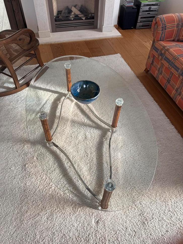 Glazen Salontafel Woonkamer, Huis en Inrichting, Tafels | Salontafels, Gebruikt, Minder dan 50 cm, 50 tot 100 cm, 100 tot 150 cm