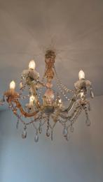 Gekleurde 6 lamps kroonluchter, Ophalen of Verzenden, Gebruikt, Kunststof, Elegant