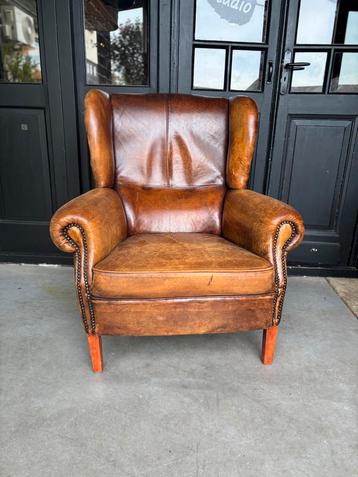 Schapenleren Vintage Oorfauteuil merk DNG beschikbaar voor biedingen