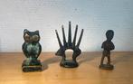 Drie miniatuurbeeldjes brons en messing, Antiek en Kunst, Antiek | Koper en Brons, Ophalen of Verzenden