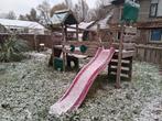 Houten Speeltoren met Glijbaan en Schommel, Kinderen en Baby's, Speelgoed | Buiten | Speeltoestellen, Ophalen, Gebruikt, Glijbaan