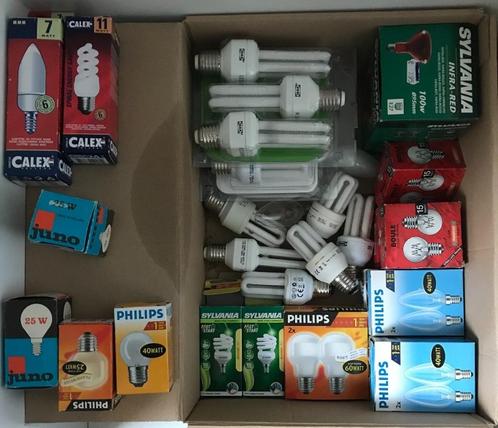 een mooi partijtje losse lampen, Huis en Inrichting, Lampen | Losse lampen, Nieuw, Spaarlamp, 30 tot 60 watt, E27 (groot), Ophalen of Verzenden