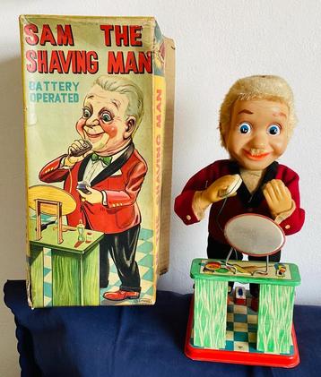 VHTF 1950 blikken Sam The Shaving Man,Plaything Toy Co,Japan beschikbaar voor biedingen