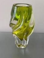 Mooie Vintage Glazen Vaas - Murano Stijl - groen - swirl, Ophalen, Gebruikt, Glas, Minder dan 50 cm