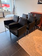 6x Zwart leren design Bert Plantagie armstoelen, Huis en Inrichting, Stoelen, Ophalen, Gebruikt, Zwart, Design Modern