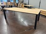 Massief eiken eettafel met stalen frame 220x100cm, Ophalen, 100 tot 150 cm, Eikenhout, 200 cm of meer