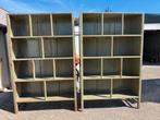 Vintage lichtgroene kasten met rode details – groot formaat, Ophalen, 200 cm of meer, 150 tot 200 cm, Zo goed als nieuw