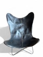 Vlinderstoel - vintage design - dik leder, Huis en Inrichting, Fauteuils, Gebruikt, Minder dan 75 cm, Vintage, Ophalen of Verzenden