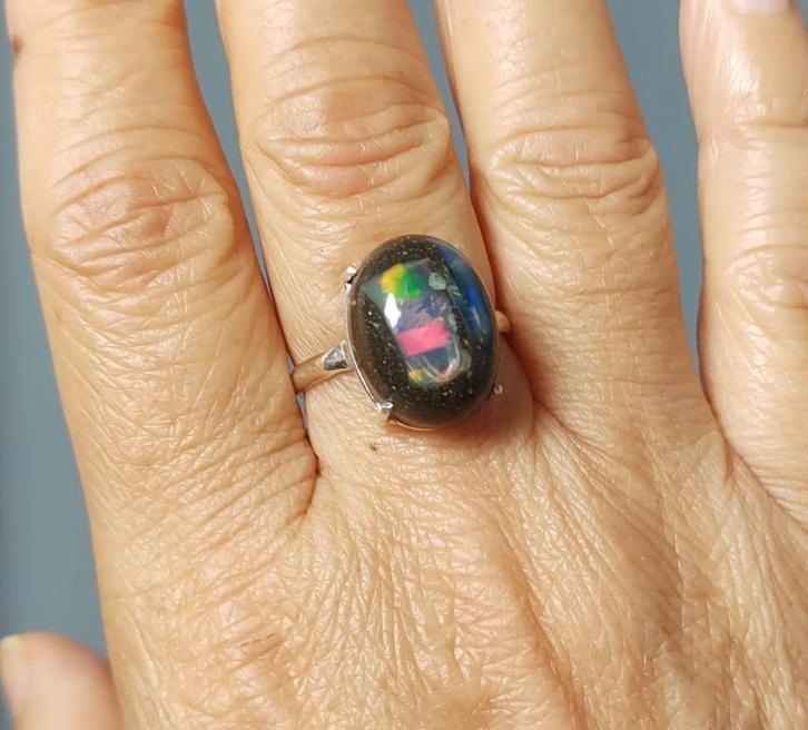 925 zilveren ring natuurlijke Boulder Opaal zilver 925, Sieraden, Tassen en Uiterlijk, Ringen, Nieuw, Dame, 18 tot 19, Zilver