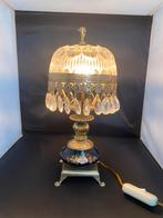 Vintage boudoir lamp kristal glas tafellamp nachtkastje, Antiek en Kunst, Ophalen of Verzenden
