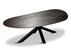 tafel deens ovaal japandi donker bruin mango 240x110cm, Ophalen, Japandi, 100 tot 150 cm, Vijf personen of meer