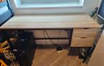 Bureau met 2 lades - Zwart frame, houtlook blad, Huis en Inrichting, Bureaus, Ophalen, Zo goed als nieuw, Bureau