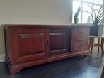Massief donker teakhout TV meubel / site table 150 x 50 x 60, Ophalen, 100 tot 150 cm, Teakhout, Koloniaal, rustiek