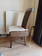 4 rieten eetkamerstoelen inclusief kussens, Ophalen, Gebruikt, Bruin, Riet of Rotan