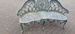 Victoriaanse stijl half rond aflopende tuinbank (brocante), Tuin en Terras, Ophalen, Gebruikt, Aluminium