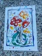3 Kaarten met geverfde bloemen, Ophalen of Verzenden, Nieuw, Overige thema's