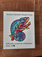 Rainbow Chameleon wooden puzzle, Ophalen of Verzenden, Minder dan 500 stukjes, Zo goed als nieuw, Legpuzzel