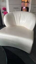 Witte echt lederen fauteuil. Zware kwaliteit, Huis en Inrichting, Fauteuils, Ophalen, Minder dan 75 cm, Leer, Zo goed als nieuw