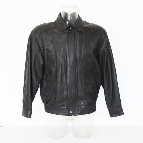 Mooie Zwarte Leren Heren Jas286* (Maat 52) € 95,-, Kleding | Heren, Jassen | Winter, Zo goed als nieuw, Maat 52/54 (L), Zwart