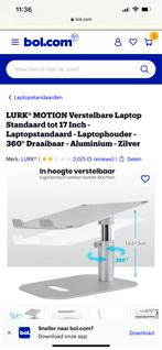 LURK MOTION Laptopstandaard tot 17 inch - Zilver, Ophalen of Verzenden, Nieuw, In hoogte verstelbaar