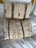 Marokkaans Sierkussen - Beige met Franjes, Huis en Inrichting, Woonaccessoires | Kussens, Ophalen of Verzenden, Gebruikt, Beige