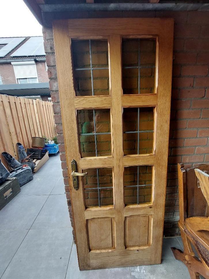 Super degelijke massief eiken binnendeur van M.O., Doe-het-zelf en Verbouw, Deuren en Horren, Zo goed als nieuw, Binnendeur, 200 tot 215 cm