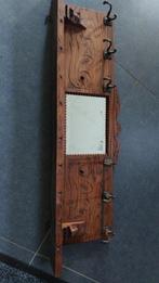 Antieke Houten Kapstok met Spiegel & 6 Haken, Ophalen of Verzenden, Gebruikt, Hout, Wandkapstok